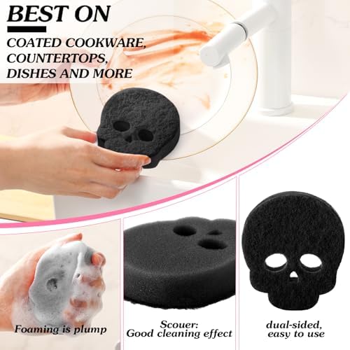 Tioncy 12 Pack Halloween Skull Kitchen Sponges - Image 5