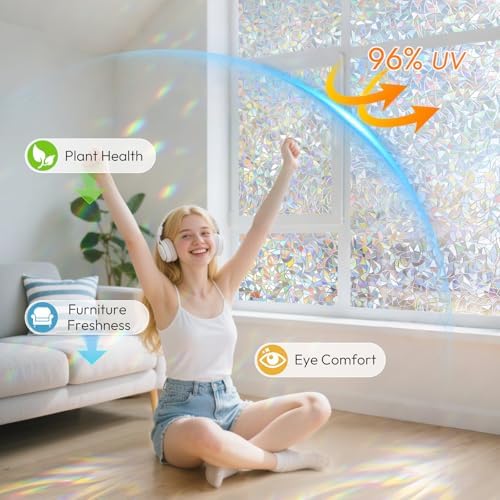 rabbitgoo Window Privacy Film Rainbow, 23.6" x 157.4" - Image 6