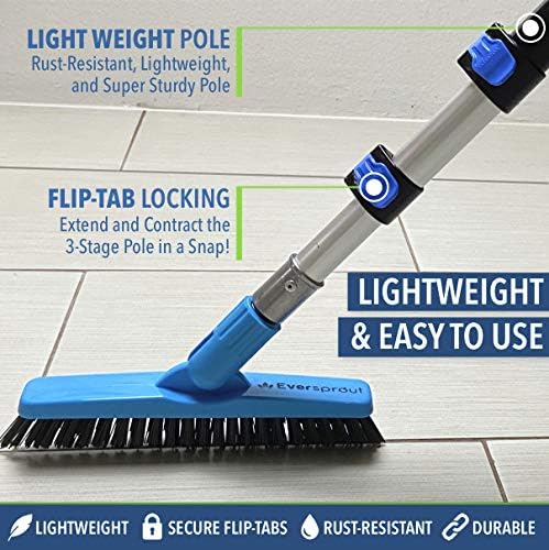 EVERSPROUT 1.5-to-3 Foot Grout Brush Scrubber Pro w/Long Handle Pole | Stiff - Image 2