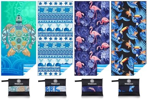 Widdonen Microfiber Beach Towel, Compact 4 Pack-71x32 Inch by WIDDONEN