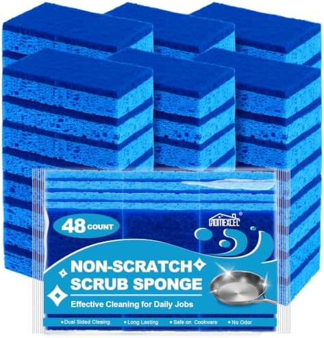 HOMEXCEL Sponges Kitchen 48 Pack, Non Scratch Scrub Dish Sponge by HOMEXCEL