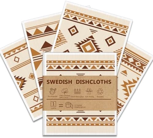 Swedish Dishcloths for Kitchen, 4 Pack, Reusable Paper Towels by Unknown