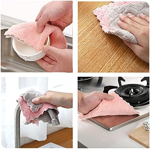10 Pack Kitchen Cloth, Microfiber Dish Towels Washcloths, Super Absorbent Coral - Image 5