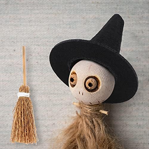 24 Pieces Halloween Mini Witch Hats Brooms Decoration Set Mini Felt Witch Hat - Image 3