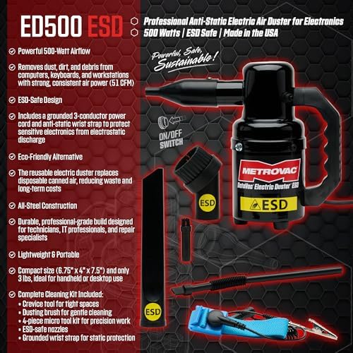 MetroVac DataVac ED-500-ESD Electric Air Duster | Antistatic Computer Air Blower - Image 6