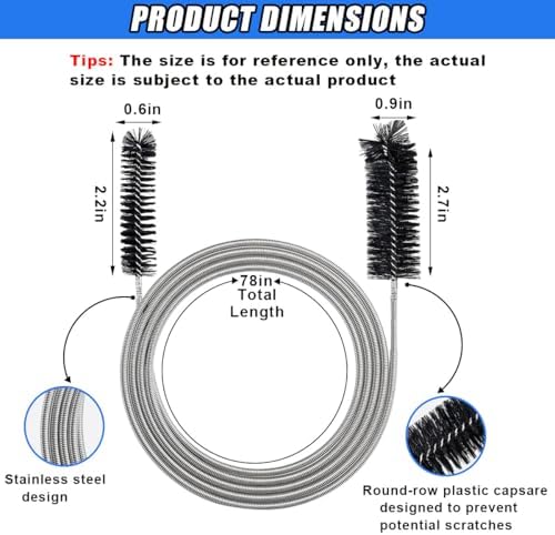 78 Inch Flexible Long Drain Brush, Elastic Slim Hose Pipe Brush - Image 2