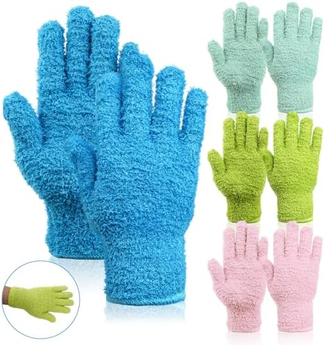 Microfiber Gloves for Plants, 4Pairs Reusable Plant Gloves Dusting Washable by Unknown