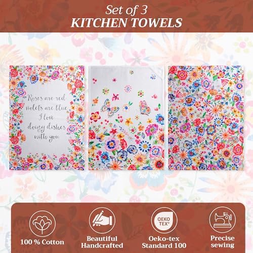 Maison d' Hermine Kitchen Towels Set of 3 Reusable 100% Cotton 27.50" x 20" - Image 2