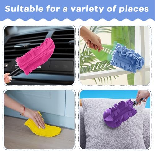 12 Pcs Reusable Duster Refills Washable Pads, Bright Color - Image 4