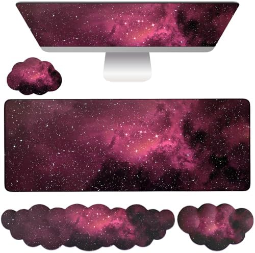 Cloud Mouse Pad Keyboard Wrist Rest 4PCS Extended Large Galaxy Desk Mat Pad Set by WFCYGL