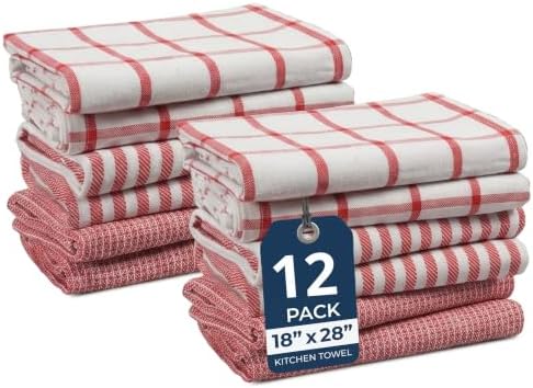 LANE LINEN Dish Towels for Kitchen 100% Cotton Durable 12 Pack by LaneLinen