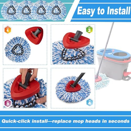 12 Pack Spin Mop Replacement Head, 100% Microfiber, Easy Wring Mop Refill - Image 4