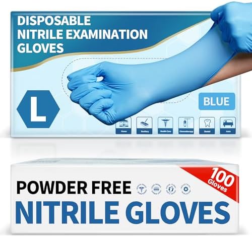 Medguy Medical Blue Nitrile Disposable Exam Gloves 4Mil Latex & Powder-Free by Medguy