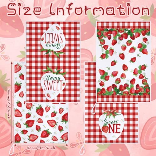 Bencailor 4 Pcs Strawberry Kitchen Towels Berry Hand Dish Towels Gift - Image 3