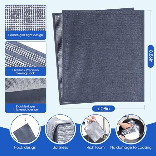Forggon Non Scratch Wire Dishcloth, New Upgrade 2-Layer, 7.08"X8.86" - Image 2