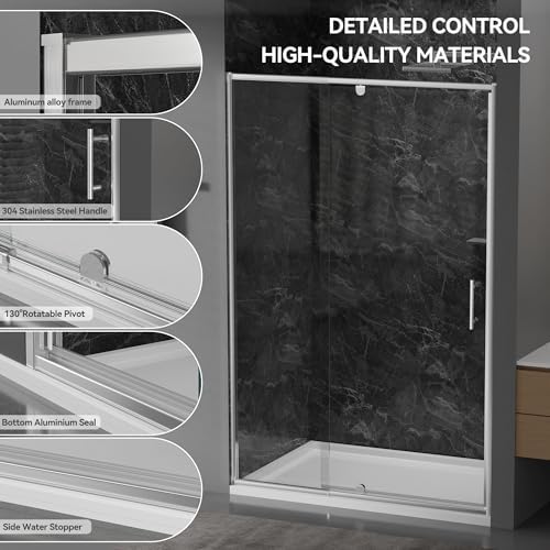 Findepot 38-42" W x 71" H Pivot Glass Shower Door, Retractable Rail - Image 5