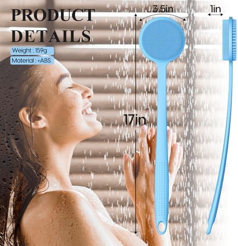 Silicone Back Scrubber for Shower, 17in Lengthen Long Handle Body Brush - Image 6