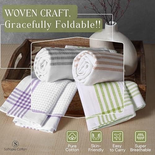 Waffle White & Multi Colors Kitchen Towels 4 Pack, 100% Cotton, 16x26 inches - Image 2