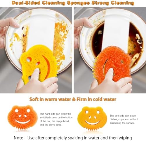 5 Pack Scrub Sponge, Dual-Sided Temperature Controlled Kitchen Sponge - Image 5
