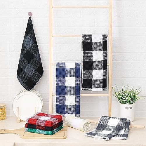 Homaxy 100% Cotton Plaid 4 Pack Kitchen Towels - Image 6