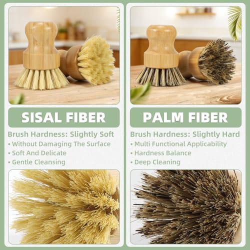DEBETOOL 6 Pack Bamboo Dish Brush Set - Image 3