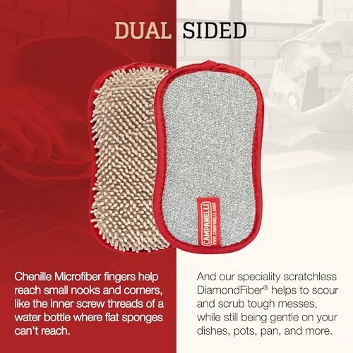 CAMPANELLI Washable & Reusable Dual-Sided Microfiber Dish Sponge - Image 5