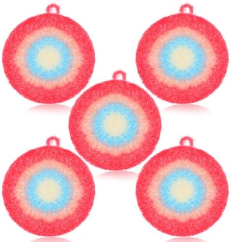 5 Pack Thickened Round Dish Scrubbers, Reusable Crochet Dish Sponges by HEALLILY