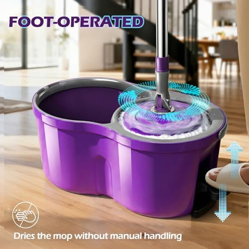 Masthome Spin Mop and Bucket Set, Compact Mop Bucket System - Image 3