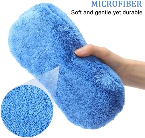 4 Pcs Large Microfiber Car Wash Sponges, 8.9 x 4.7 Inch - Image 2