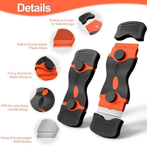 Ywmoml 3 Pack Razor Blade Scraper Set, Includes 30 Plastic & 30 Metal Blades - Image 6