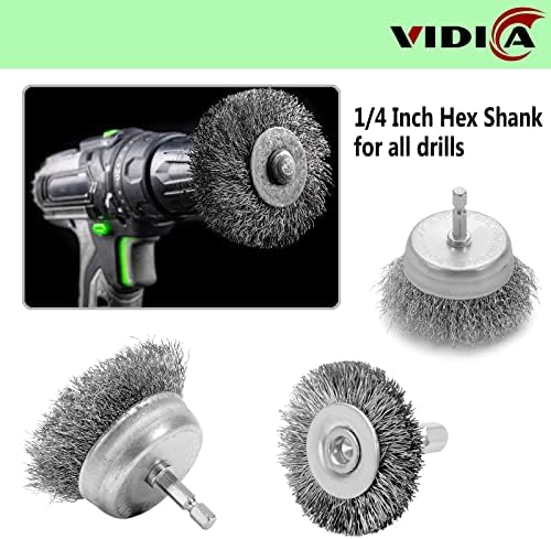 VIDICA Wire Brush Set 20 Pcs, 1/4 Inch Hex Shank Wheel - Image 4