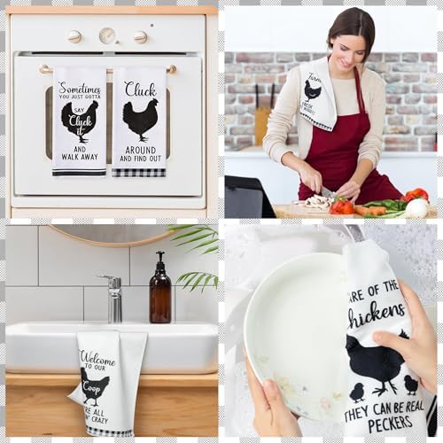 R HORSE 5Pcs Funny Chicken Kitchen Towels Dish Towel Set Baking Lover Gift - Image 2