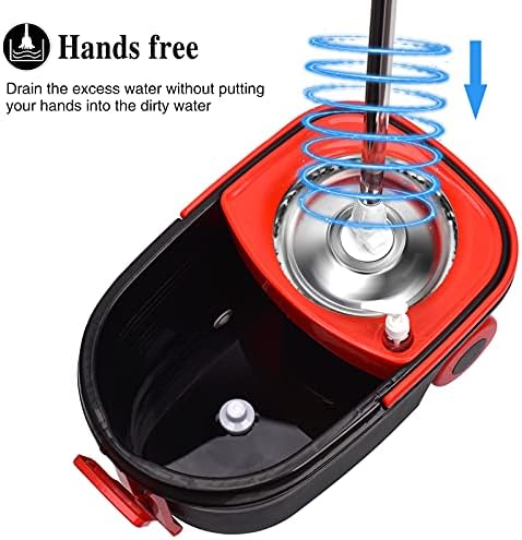 Mop Bucket Set, 360 Spin Stainless Steel Spin Mop Bucket System - Image 2