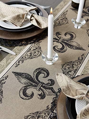 DII French Style Tabletop Kitchen Collection, Table Runner, Fleur de Lis Stripe - Image 6