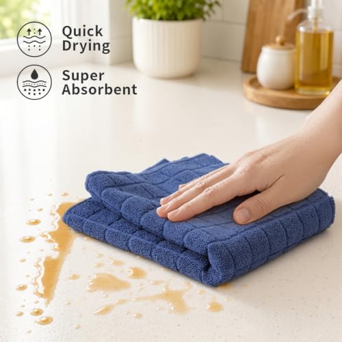 Kitinjoy Premium Cotton Check Kitchen Towels 8 Pack - Image 2