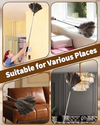 Ostrich Feather Duster, 18-48 Inch Extendable Feather Duster - Image 6