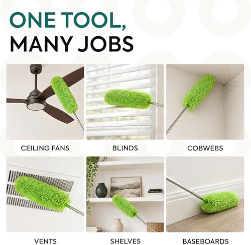Gütewerk Extendable Microfiber Duster, 360° Bendable Head, 55 Inch Green - Image 5