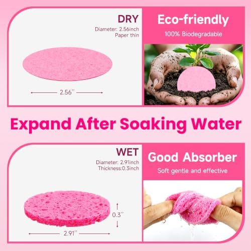 Silkyhose 80Pcs Compressed Cellulose Sponges, Round Exfoliating - Image 2