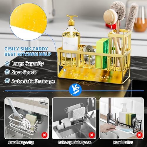 Cisily Gold Kitchen Sink Caddy Organzier - Image 3