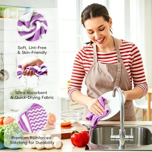 Microfiber Cleaning Cloths, 6 Pack Kitchen Towels & Dish Towels - Image 4