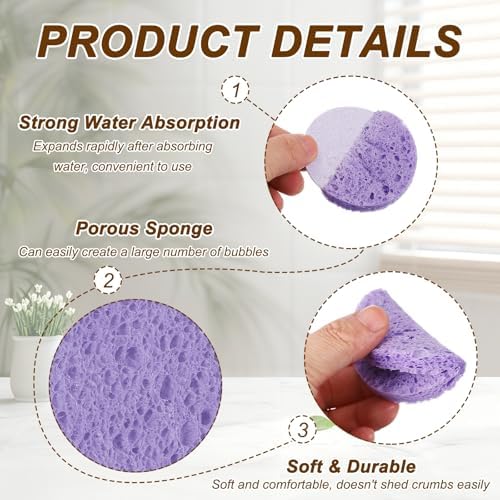 uxcell 10Pcs Cellulose Sponges, Round Kitchen Clean Sponges Non-Scratch - Image 3