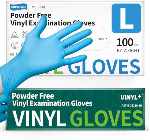 Supmedic Vinyl Medical Exam Gloves, Latex & Powder-Free Disposable by Supmedic