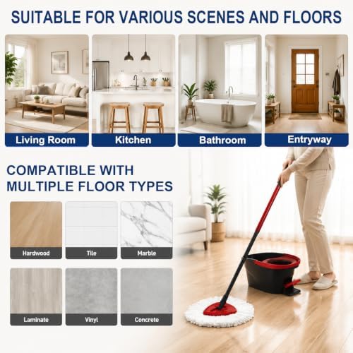 6Pcs Mop Heads Replacement, Includes 4 Mop Heads, 2Brush Head - Image 7