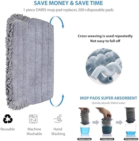 6pcs Microfiber Spray Mop Replacement Heads Flat Reusable Mop Pads - Image 3