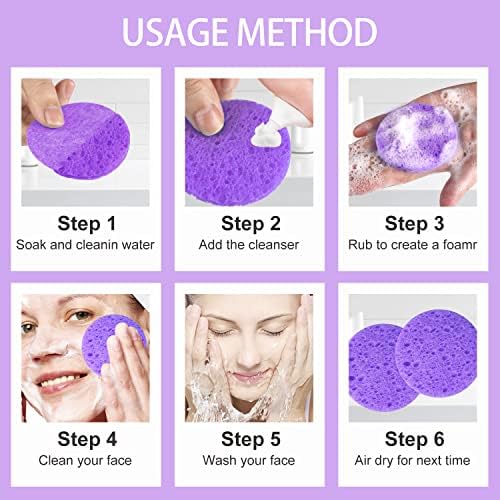 100-Count Facial Sponges Compressed Natural Cellulose Sponge Round Shape Face - Image 3