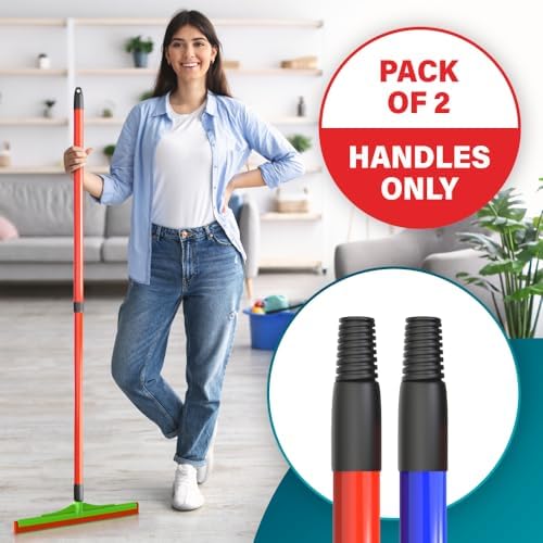 HeloMor 2 Pack Telescopic 59' Long Squeegee Broom Scrubbing Handles - Image 2