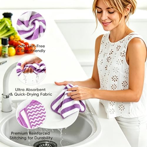 Microfiber Cleaning Cloths, 6 Pack Dish Cloths & Kitchen Dish Towels - Image 4