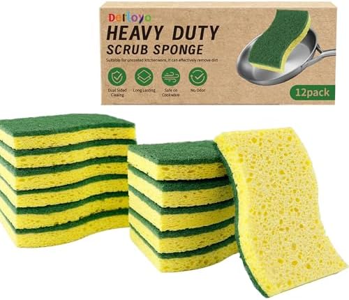 12 Count Heavy Duty Scrub Dish Sponges by Derloyo