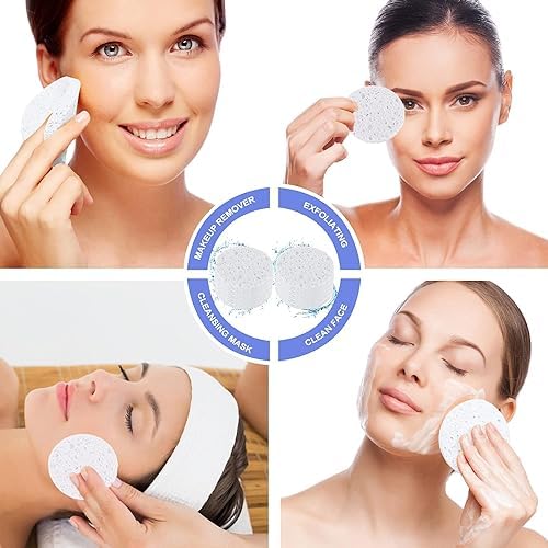 100-Count Facial Sponges Compressed Natural Cellulose Sponge Round Shape Face - Image 6