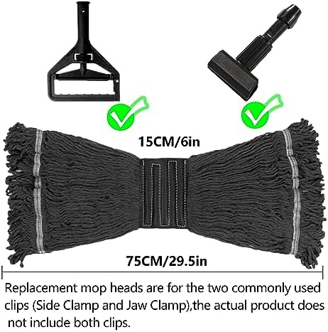 3 Pack Commercial Heavy Duty Black Cotton Loop Mop Head Refill - Image 4